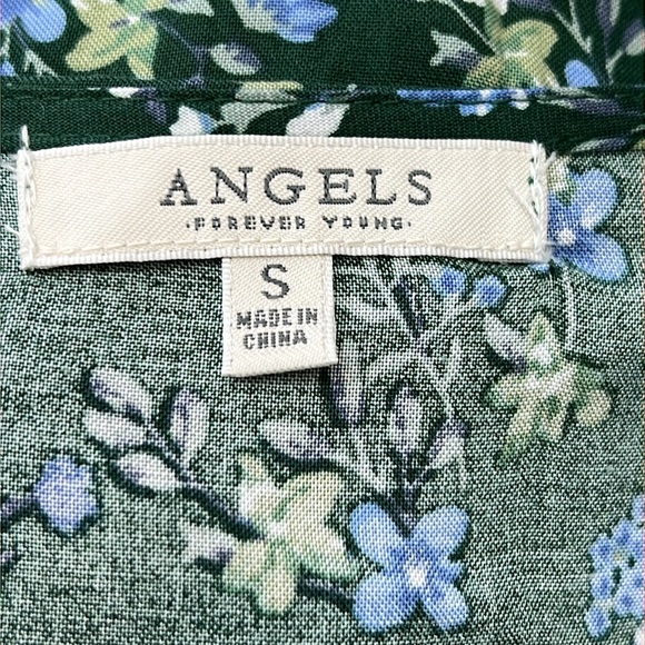 Angels Women’s Dress Size S Green & Blue Floral Elastic Front Tiered Skirt NWT - Picture 2 of 13